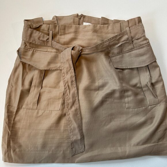 H&M Kakhi Cargo Skirt with Removable Tie Belt Paper Bag Style Beige Skirt - Picture 3 of 5